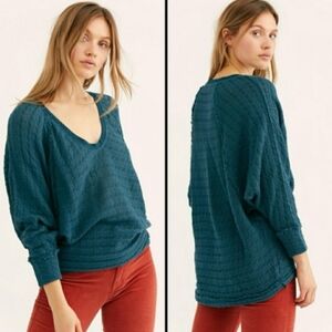 NWT Free People Thien Hacci Teal Night Knit Top